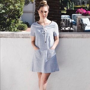 Blue and White Striped Dress